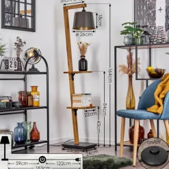 Lampes En Bois-hofstein Lampadaire Baval Écru, 1 lumière