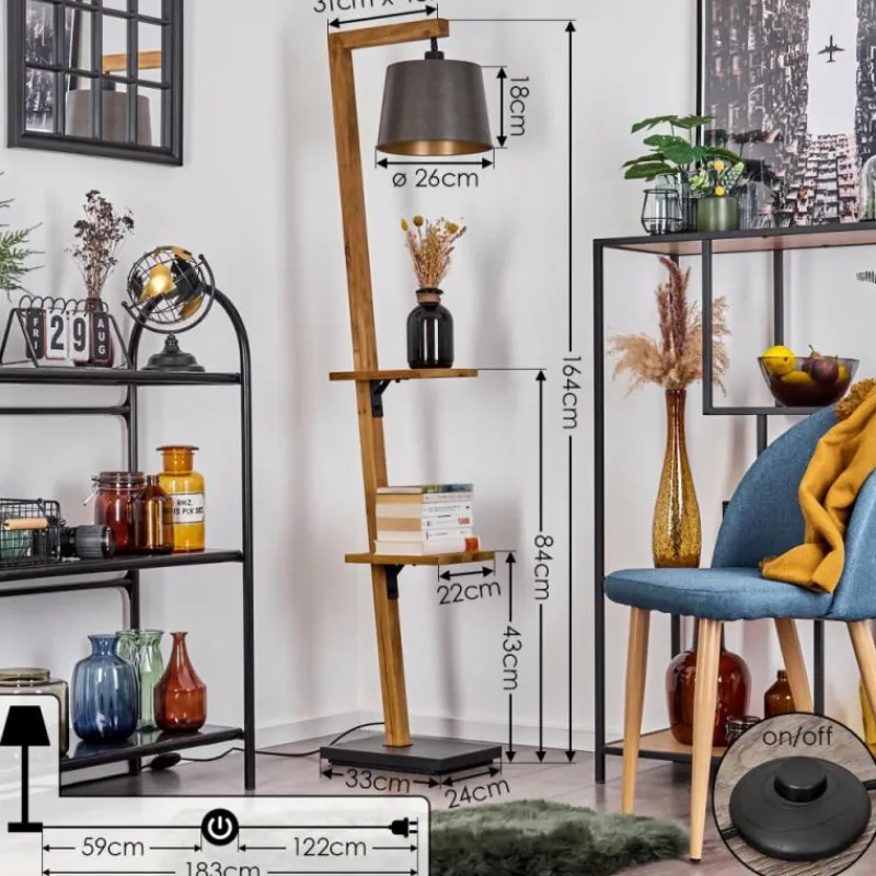 Lampes En Bois-hofstein Lampadaire Baval Écru, 1 lumière