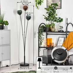 hofstein Lampadaire Belp Noir, 3 lumières