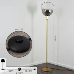 Lampes Art Déco-hofstein Lampadaire Berle Or, 1 lumière