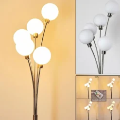 hofstein Lampadaire Bernado Nickel mat, 5 lumières