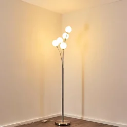 hofstein Lampadaire Bernado Nickel mat, 5 lumières