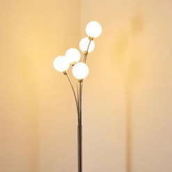 hofstein Lampadaire Bernado Nickel mat, 5 lumières