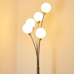 hofstein Lampadaire Bernado Nickel mat, 5 lumières