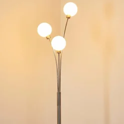 hofstein Lampadaire Bernado Nickel mat, 3 lumières