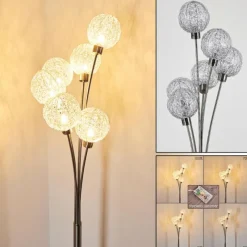 hofstein Lampadaire Bernado Nickel mat, 6 lumières