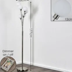 hofstein Lampadaire Bernado Nickel mat, 6 lumières