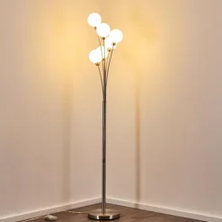 hofstein Lampadaire Bernado Nickel mat, 6 lumières