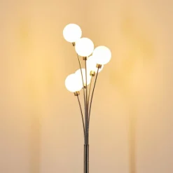 hofstein Lampadaire Bernado Nickel mat, 6 lumières