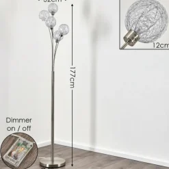 hofstein Lampadaire Bernado Nickel mat, 5 lumières