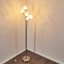 hofstein Lampadaire Bernado Nickel mat, 5 lumières