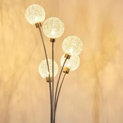 hofstein Lampadaire Bernado Nickel mat, 5 lumières