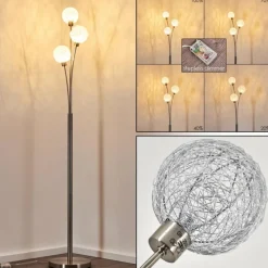 hofstein Lampadaire Bernado Nickel mat, 3 lumières