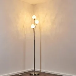 hofstein Lampadaire Bernado Nickel mat, 3 lumières