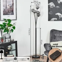 hofstein Lampadaire Bernado Noir, 5 lumières