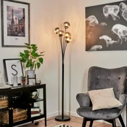 hofstein Lampadaire Bernado Noir, 5 lumières