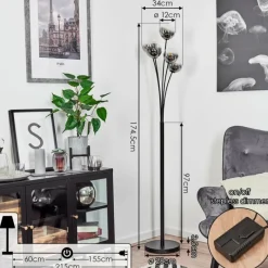 hofstein Lampadaire Bernado Noir, 5 lumières