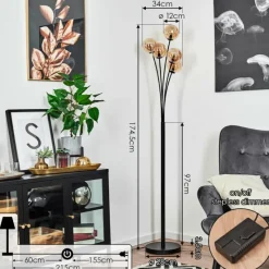 hofstein Lampadaire Bernado Noir, 5 lumières