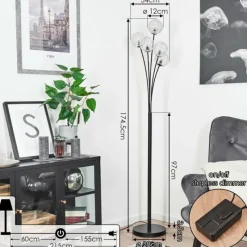 hofstein Lampadaire Bernado Noir, 5 lumières