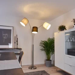 Lampes En Tissu-hofstein Lampadaire Bernardino Nickel mat, 3 lumières