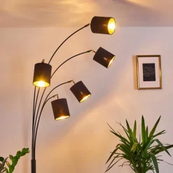 Lampes En Tissu-hofstein Lampadaire Bhutan Noir, 5 lumières
