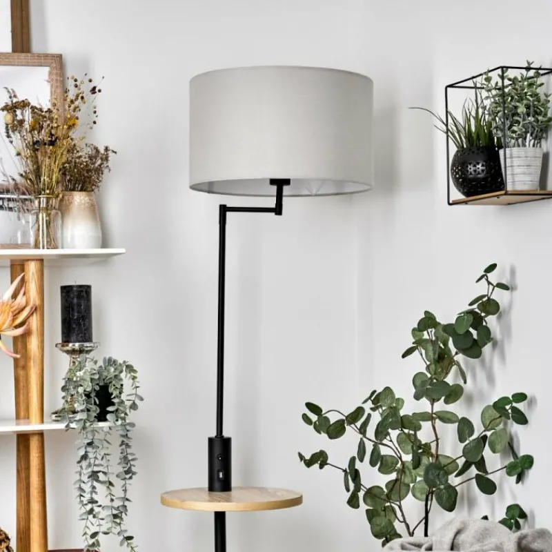 Lampes En Tissu-hofstein Lampadaire Bigand Écru, Noir, 1 lumière