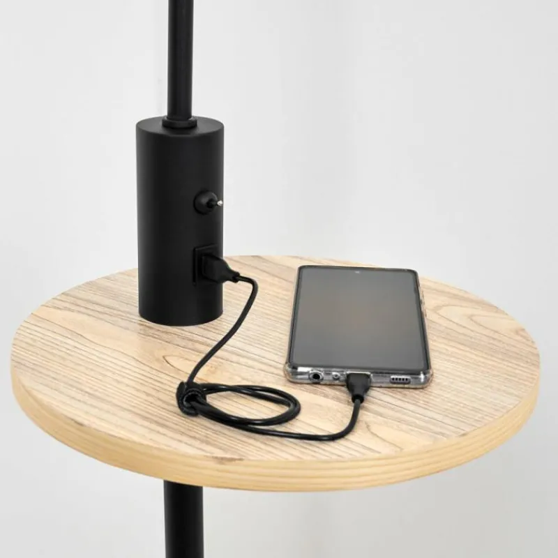 Lampes En Tissu-hofstein Lampadaire Bigand Écru, Noir, 1 lumière