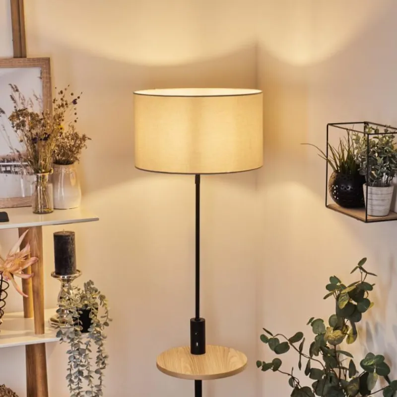 Lampes En Tissu-hofstein Lampadaire Bigand Écru, Noir, 1 lumière