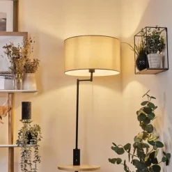 Lampes En Tissu-hofstein Lampadaire Bigand Écru, Noir, 1 lumière