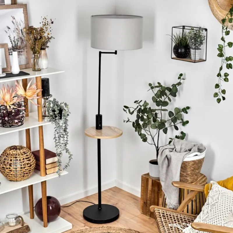 Lampes En Tissu-hofstein Lampadaire Bigand Écru, Noir, 1 lumière