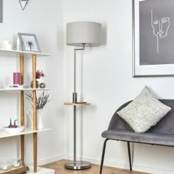 Lampes En Tissu-hofstein Lampadaire Bigand Nickel mat, 1 lumière