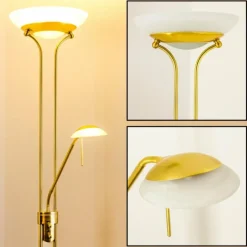 hofstein Lampadaire Biot LED Laiton, 2 lumières