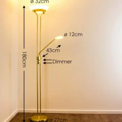 hofstein Lampadaire Biot LED Laiton, 2 lumières
