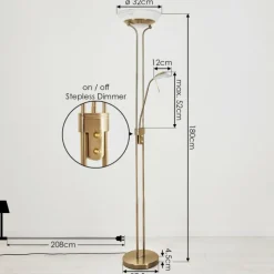 hofstein Lampadaire Biot LED Laiton, 2 lumières* Éclairage Led