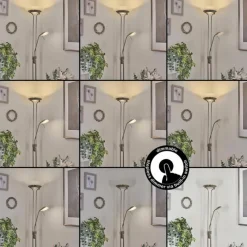 hofstein Lampadaire Biot LED Nickel mat, 2 lumières