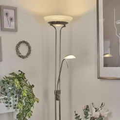 hofstein Lampadaire Biot LED Nickel mat, 2 lumières