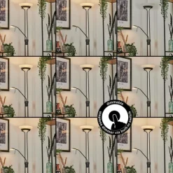 hofstein Lampadaire Biot LED Noir, 2 lumières