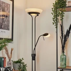 hofstein Lampadaire Biot LED Noir, 2 lumières