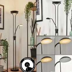 hofstein Lampadaire Biot LED Noir, 2 lumières