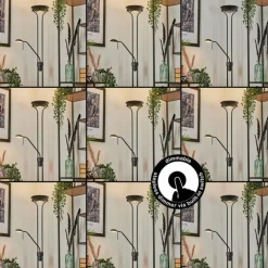 hofstein Lampadaire Biot LED Noir, 2 lumières