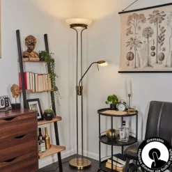 hofstein Lampadaire Biot LED Vieux laiton, 2 lumières