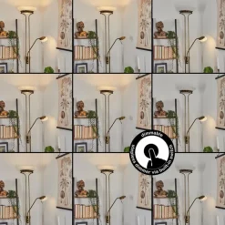 hofstein Lampadaire Biot LED Vieux laiton, 2 lumières