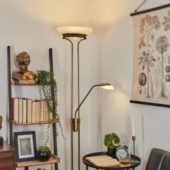 hofstein Lampadaire Biot LED Vieux laiton, 2 lumières