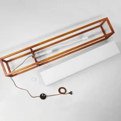 Lampes En Tissu-hofstein Lampadaire Blandin Bois foncé, 2 lumières