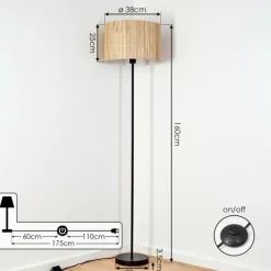 Lampes En Tissu-hofstein Lampadaire Bongal Noir, 1 lumière