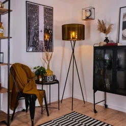 Lampes En Tissu-hofstein Lampadaire Boromata Noir, 1 lumière