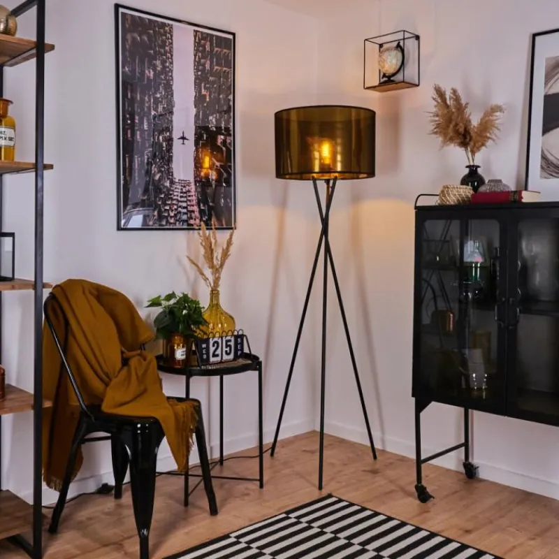 Lampes En Tissu-hofstein Lampadaire Boromata Noir, 1 lumière