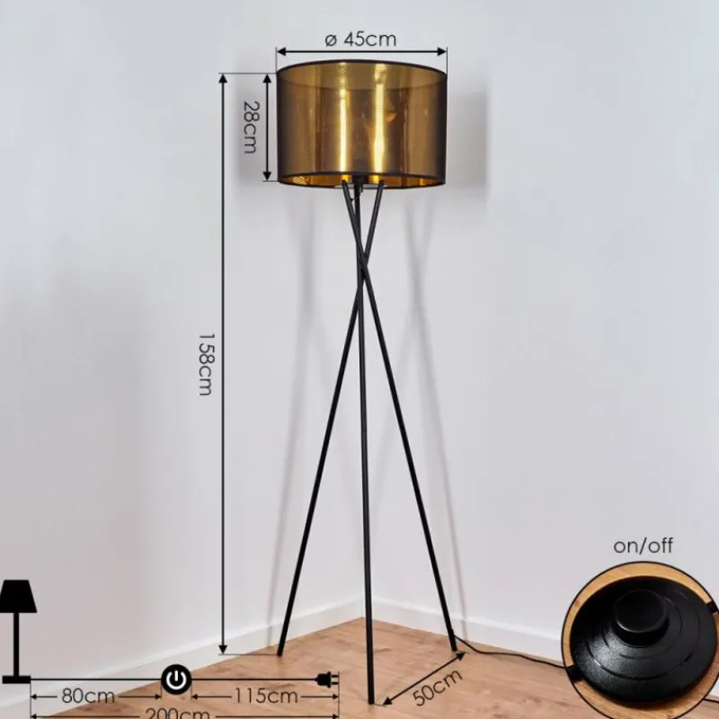 Lampes En Tissu-hofstein Lampadaire Boromata Noir, 1 lumière