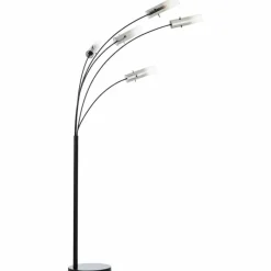 Suspension Verre Fumé-Luminaires Brilliant Lampadaire Brilliant Glasini Noir, 5 lumières