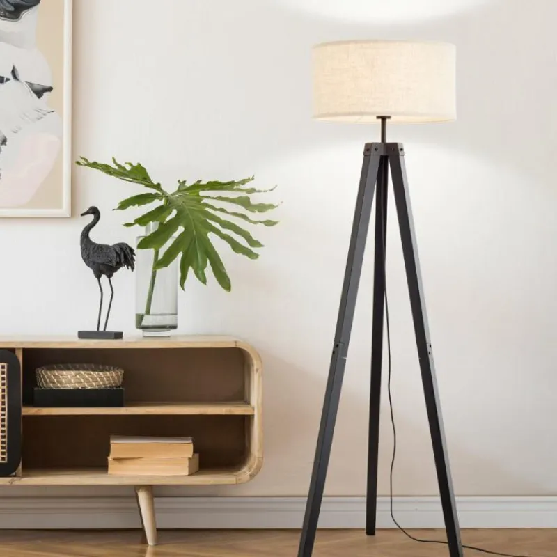 Lampes En Tissu-Luminaires Brilliant Lampadaire Brilliant Holbrook Noir, 1 lumière